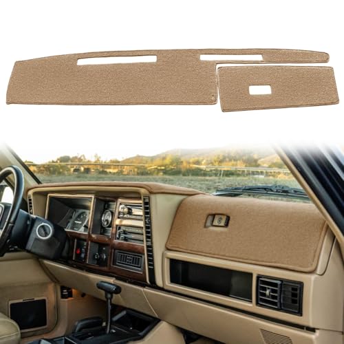 Dash Cover Mat Custom Fit for Jeep Cherokee Comanche Wagoneer Limited Dashboard Pad Carpet Protector K186 (Beige) - color: beige