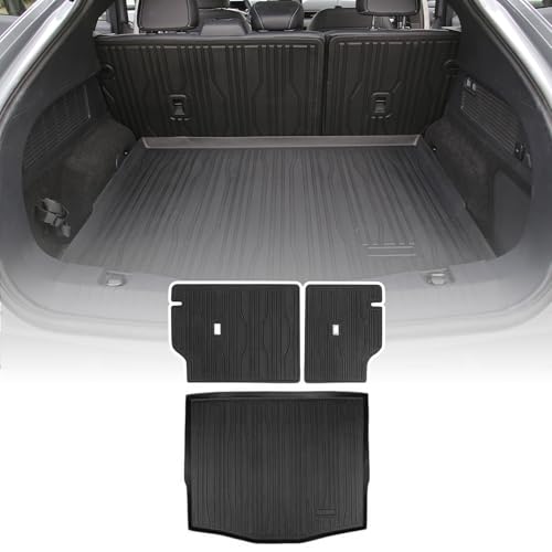 Cargo Liners Rear Trunk Mat for Ford Mustang Mach-E Accessories 2021 2022 2023 2024 2025 2026 with Hook&Loop All Weather Anti-Slip Split Dog Liner 3PCS - size: Backrest Mat + Trunk Mat