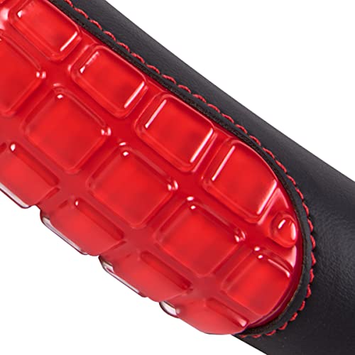 Flying Banner car Steering Wheel Cover Gel Massage Velvet Cool Warm Universal Size 15 inches SUV Truck Anti Slip Odorless Summer Winter (Black Red, Gel Massage) - color: Black Red