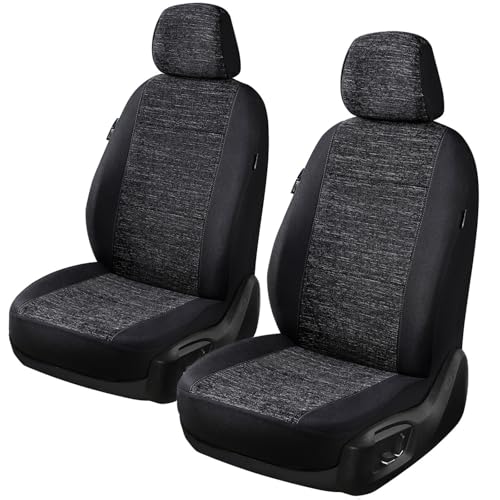2pcs Cloth Car Seat Covers Set Black - Low Back Front Seats Protectors with Airbag - Durable Auto Seat Cushions Universal Fit for Vehicles Cars SUV Trucks