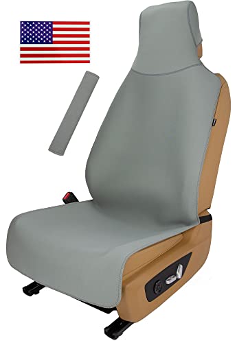 Waterproof Neoprene Car Seat Cover, Sweatproof Non-Slip Seat Protector, Universal Fit for Front Bucket or Rear Bench Seat of Cars, SUVs, Vans, Trucks, Compatible with Airbags and Armrests - color: Gray