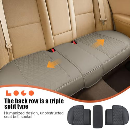 Leather Car Seat Cover, Vehicle Rear Bottom Seat Protector Pad, Full Surrounded Waterproof Auto Seat Protective Cushion with Storage Pocket, Universal Fit（Gray） - color: Gray