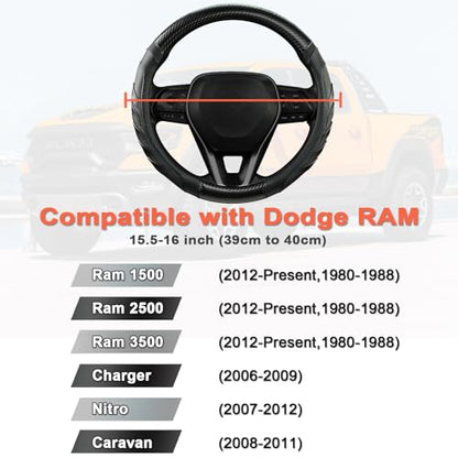 West Llama Customized Auto Car Steering Wheel Cover for Dodge RAM 1500 2500 3500, 15.5-16 inch(Black-Large Size) - color: D-Black