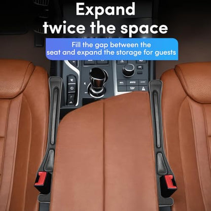 ANABIUP 2 Pack Car Seat Gap Filler, PU Leather Universal Fit for Cars Trucks SUVs, Gap Stopper Between Seat & Console with Storage Organizer, Stop Items from Dropping (Black)