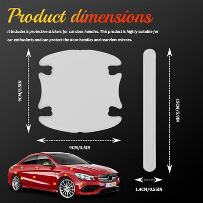 8PCS Car Door Protector, Car Door Handle Protector, Universal Anti-Scratch Guard Stickers, Auto Accessories Rearview Anti-Collision Bumper Trim Guard Sticker Fit for SUVs, Trucks, Sedans