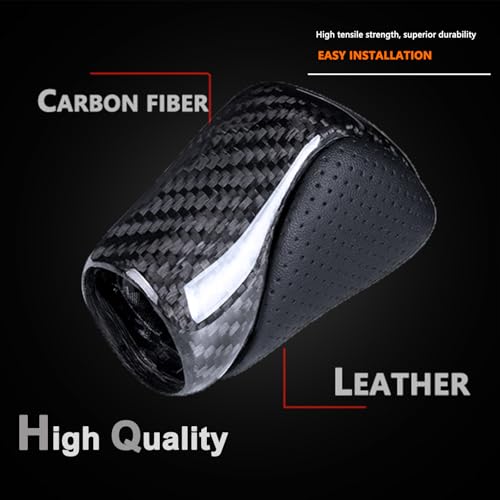 Gear Shift Knob Real Carbon Fiber Black Perforated Leather Shifter for Lexus ES GS GX is NX RC RX 200t 300 350 450h 450hL 350L - color: Black