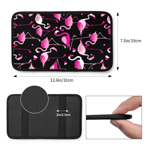 Bright Pink Flamingo Car Armrest Cover Pad Universal Cute Fashion Auto Center Console Armrest Cover Pads Breathable Comfort Black Car Armrest Seat Protector for Women Girls - color: Bright Pink Flamingo White Pink Heart
