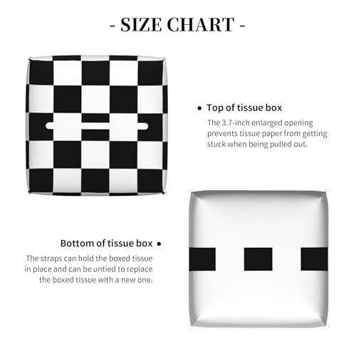 Black and White Checkerboard Tissue Box Cover Square,Square Grid Checkered Tissue Box Holder Waterproof Leather Facial Paper Organizer Dispenser for Bathroom Home Car Nightstand Vanity Desk - color: Color-21