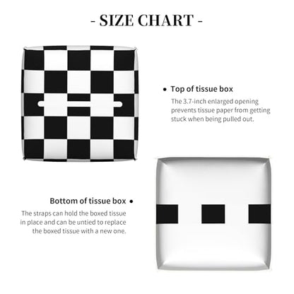 Black and White Checkerboard Tissue Box Cover Square,Square Grid Checkered Tissue Box Holder Waterproof Leather Facial Paper Organizer Dispenser for Bathroom Home Car Nightstand Vanity Desk - color: Color-21