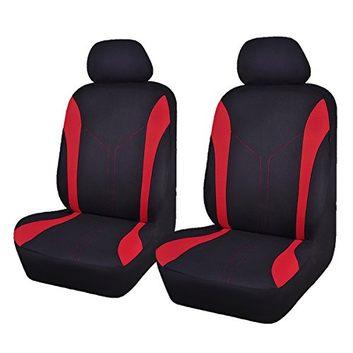 Flying Banner Car Seat Covers Front Set Breathable Mesh Seat Protector Fabric Polyester Cover Easy Installation SUV CAR Woman Lady Femal (Front Set, Black Red)