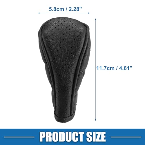 2.3'' Width Car Shift Knob Cover Sleeve Zipper Style Universal Interior Shift Gear Cover Trim Accessories Decorative Faux Leather Black