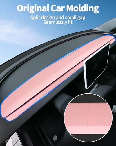Dashbooard Cover 4pcs ABS Dashboard Panel Trim Cover Compatible with Tesla Model Y Juniper 2025 2026 (Matte Pink)