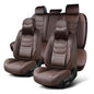 TIEHESYT Coffee Car Seat Covers Full Set, Breathable Leather Automotive Front and Rear Seat Covers with Headrest, Car Seat Protectors Full Set, Compatible with Most Vehicles, SUV - color: Coffee, size: Front Pair and Rear
