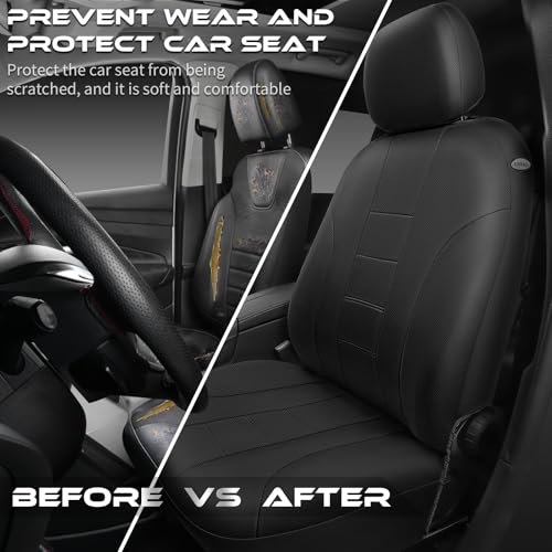 Breathable Seat Covers for Car,Front Seat Covers Airbag Compatible,Washable Seat Covers, Universal Fit for SUVs Sedans Trucks Vans Automotive,Airbag Compatible,2 Black