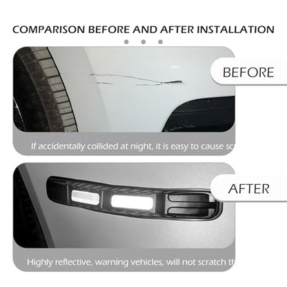 2 PCS Car Bumper Guard Strip, Anti-Collision Foldable Bumper Protector Trim with Strong Reflective Patch, 9.6" x 0.45" Car Door Edge Guards, Universal Car Night Safe Drive Accessories (White)
