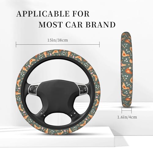 Chicken Cartoon Flowers Steering Wheel Cover for Women Elastic Rubber Steering Wheel Universal 15 Inch Fit for Cars, Auto, SUVs - color: Chicken Cartoon Flowers