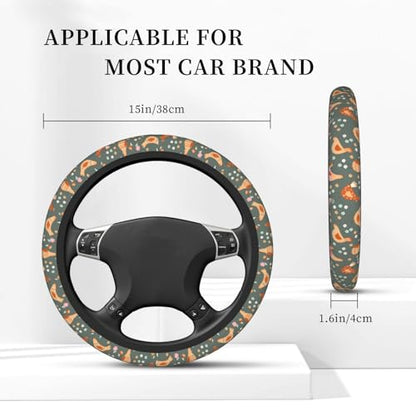 Chicken Cartoon Flowers Steering Wheel Cover for Women Elastic Rubber Steering Wheel Universal 15 Inch Fit for Cars, Auto, SUVs - color: Chicken Cartoon Flowers