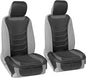 Motor Trend LuxeFit Gray Seat Covers for Cars Trucks Van SUV (2 Pack), Premium Faux Leather, Easy to Install Automotive Seat Covers with Storage Pockets, Fits Most Vehicles - color: Black/Gray