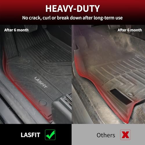 LASFIT Floor Mats for Tesla Model X 6 Seater & Model X Plaid 2026 2025 2024 2023 2022 2021, All Weather TPE Custom Fit Floor Liners 1st & 2nd & 3rd Front & Rear Row Car Mats, Black