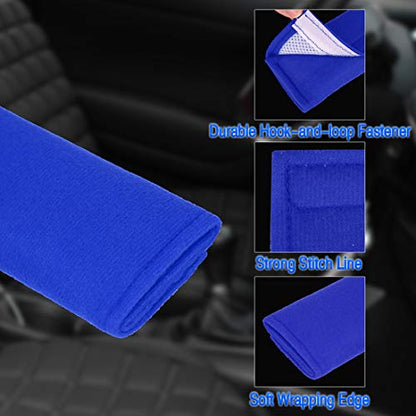 X AUTOHAUX 4pcs Universal Blue Car Safety Seat Belt Pads Cover with Soft Polyester Fiber Auto Seatbelt Shoulder Pad for More Comfortable Driving - color: Blue