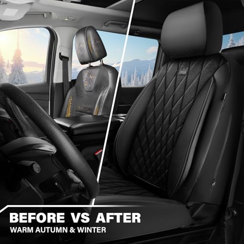 CAR PASS Luxury Faux Leather Car Seat Covers Front Seats, Breathable Soft Velvet Premium Automotive Seat Covers 2 Pack, Armrest Airbag Compatible Universal Fit for Most Sedan SUV Van Truck, Black - color: Black Velvet, size: Two Front
