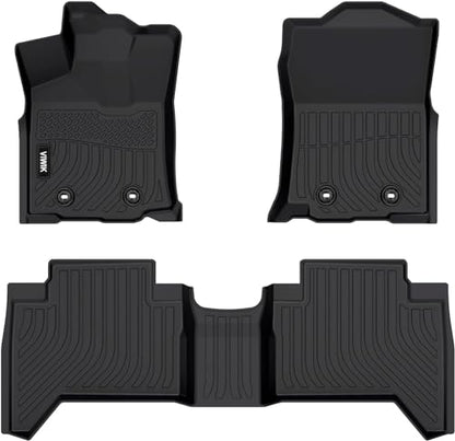 VIWIK Floor Mats for Toyota Tacoma 2018 2019 2020 2021 2022 2023 (Only for Double Cab) Automotive All Weather Custom Fit Floor Liner for 1st and 2nd Row Car Mats TPE Black - style: for 2018-2023 Toyota Tacoma