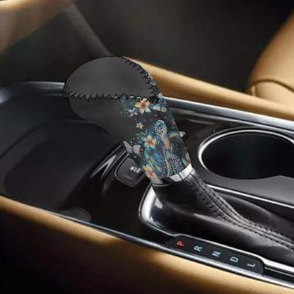 Bulopur Car Shifter Gear Hand Brake Trim Cover Set for Most Cars Van SUV Sedan Truck Auto Accessories - color: Boho Floral Sea Turtle