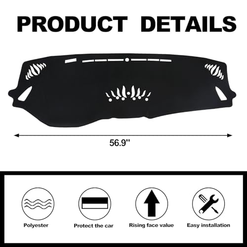 Dashboard Cover Mat for Subaru 2020 2021 2022 2023 2024 2025 Outback Accessories Black Flannel Material Anti-Slip Dash Cover Mat Sunshade Glare UV Rays Protector - size: for Subaru 2020-2025 Outback