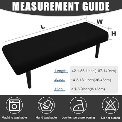 Stretch Bench Seat Cover, Reusable Slipcover for Dining Room & Bedroom, Removable Washable Rectangular Bench Covers, Elastic Fit for Home Furniture(Black) - color: Argyle Black