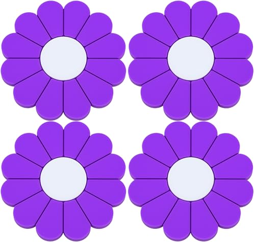 4-Pack Car Cup Holder Coaster Inserts, Daisy Shape, 2.75 Inch Non-Slip Silicone Cup Holder Insert, Universal Non-Slip Cup Holders, Car Accessories Interior for Women and Man (Purple) - color: Purple, size: 4 pcs