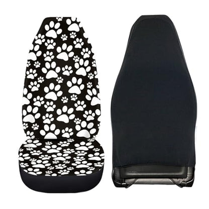 Dog Paw Print Car Seat Covers Full Set 4 Pieces White Dog Paw Car Accessories Auto Front Rear Seat Cover Split Bench Back Protector Automotive Cushion Pads Universal Fit for Cars Truck SUV - color: Dog Paw Print