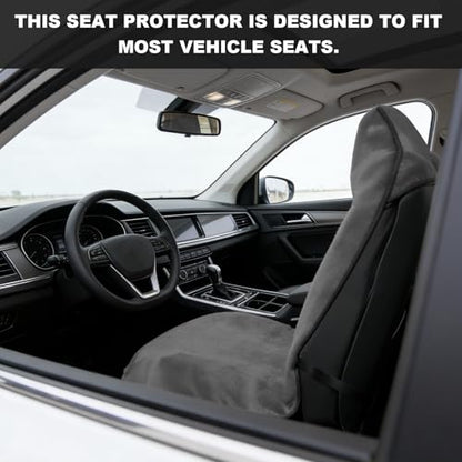 Car Towel Seat Cover, Waterproof Non-Slip Bucket Seat Protector for Running Swimming Hiking, Universal Machine Washable Front Seats Towel Protective Cover for Car SUV Truck (Gray)