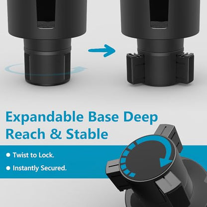 Seven Sparta Car Cup Holder Expander with Offset Adjustable Base, Compatible with Hydro Flasks 32/40 Ounce, Compatible with Yeti Ramblers 20/26/30 Ounce, Other Bottles in 3.4"-3.8" (Black) - color: Black, size: Medium*1