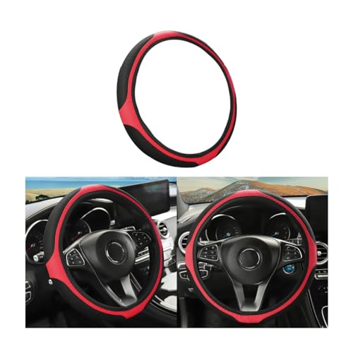 LoyaForba Car Steering Wheel Cover, Universal 14.5-15 Inch, Soft Anti-Slip Neoprene Protector for Steering Wheel, Breathable Odorless and Elastic Stretch, Car Accessory for SUV, Van, Truck (Red) - color: Red