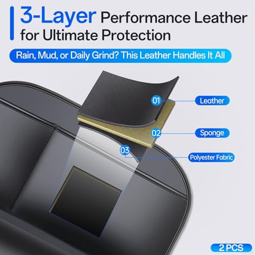 Backseat Car Organizer Leather Back of Seat Car Organizers for Drivers with Large Capacity 6 Storage Pockets Waterproof Kick Mats Seat Back Protector, 2 Pack