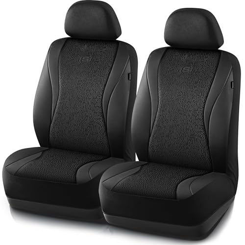 Skechers GOGA Mat Seat Covers,Universal Fit for Most Cars,Trucks,SUVs,Black | GOGA Mat Technology,Waterproof Car Seat Covers Front Seats,Airbag Compatible,Car Seat Covers - color: Black&Black, size: Two Front