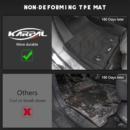 KARPAL Floor Mats Fit for Toyota Tacoma 2024-2026 Double Cab Auto Trans (Not Hybrid), Custom Fit All Weather TPE Floor Liners, 1st&2nd Row Mat, Tacoma TRD/SR/SR5/limited Accessories - style: 2024-2026 | For Toyota Tacoma Double Cab | 1st & 2nd Row