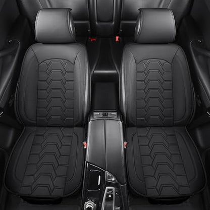 Leather car Seat Covers Breathable Car Seat Protector Front seat Covers Universal Fit for 95% Car Truck SUV Van Vehicles （Black，2PCS） - color: Black
