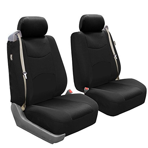 FH Group Front Set Cloth Car Seat Cover for Bucket Seats, Universal Fit, Airbag Compatible, Seat Covers for SUV, Van, Black - color: Black, style: Front Set