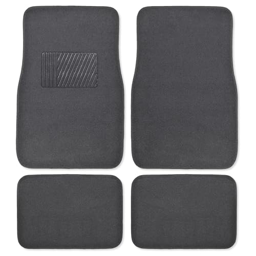BDK MT-100-CC Classic Carpet Mats for Car SUV Van and Truck-Universal Fit Front and Rear Floor Protection with Heelpad (Gray Charcoal), Black - color: Black