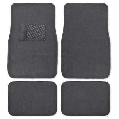BDK MT-100-CC Classic Carpet Mats for Car SUV Van and Truck-Universal Fit Front and Rear Floor Protection with Heelpad (Gray Charcoal), Black - color: Black