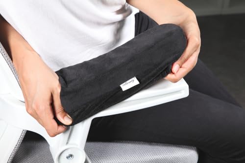 Aloudy Ergonomic Memory Foam Office Chair Armrest Pads, Comfy Gaming Chair Arm Rest Covers for Elbows and Forearms Pressure Relief(Set of 2), Stretch Fit, Black