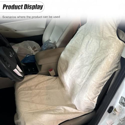 ZIMISI Waterproof Car Seat Covers, Non-Slip Towel Front Seat Covers, Sweat Car Seat Protector Cover for Gym Workout, Yoga, Running, Swimming, Beach & Hiking (Beige) - color: Beige