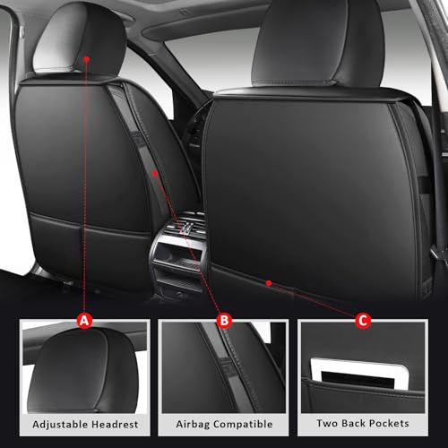 MIROZO Front Seat Covers Blue, Leather Car Seat Covers Automotive Seat Covers Vehicle Seat Covers Universal Fits for Most Sedan, Truck and SUV (2PCS Front, Black and Blue) - color: Black And Blue, size: 2PCS Front