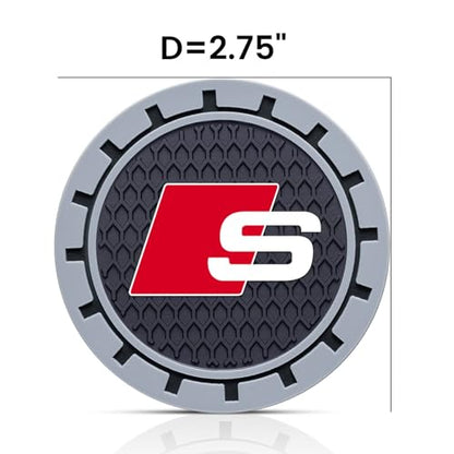 Car Cup Holder Coaster for Audi S Line S1 S2 S3 S4 S5 S6 S7 S8 SQ2 SQ5 SQ7 SQ8 Series Cupholder Coaster Interior Accessories 2.75in 2Pack - color: Black-09