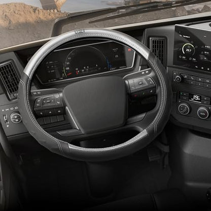 Cat® BigGrip Faux Gray/Black Leather Semi Truck Steering Wheel Cover, Fits RV and Big Rig Trucker, Steering Wheel Cover for Trucks 18 Wheeler - X-Large 17.5" - 18" Inches - color: Black/Gray BigGrip, size: XL Big Rig (17.5-18")