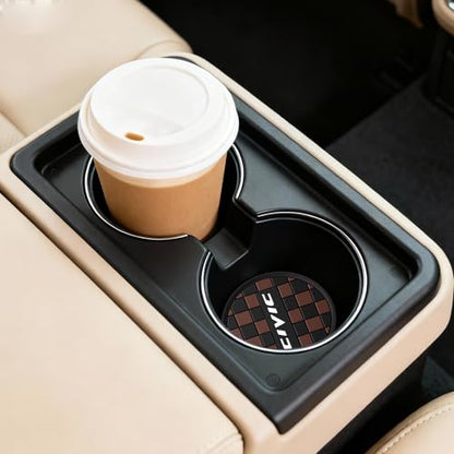 Car Cup Coaster, 4PCS Universal Non-Slip Cup Holders Embedded in Ornaments Coaster, Car Interior Accessories (Coffee, Civic)