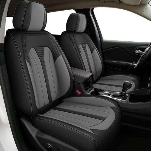 for Kia Sportage Seat Covers 2009-2024 2025 2026 Car Seat Covers Front Set Luxury Leather Automotive Seat Covers for Sportage (Black&Grey, 2 Seats) - color: #127-Black&Grey, size: 06-Sportage-2 front seat covers only