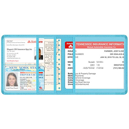 Car Insurance and Registration Holder, 5.5 x 5 Inch PU Leather Vehicle Glove Box Organizer Wallet Case for Insurance Card, Driver License, Paperwork - Mint Green - color: MintGreen