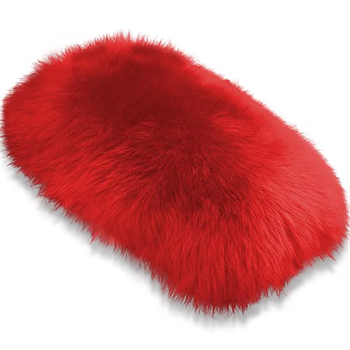 Andalus Brands Pure Australian Sheepskin Fluffy Car Center Console Cover, Luxurious Non-Shedding Furry Arm Rest Cover for Car, Versatile for All Seasons, Red - (11.47" X 6.3") - color: Red